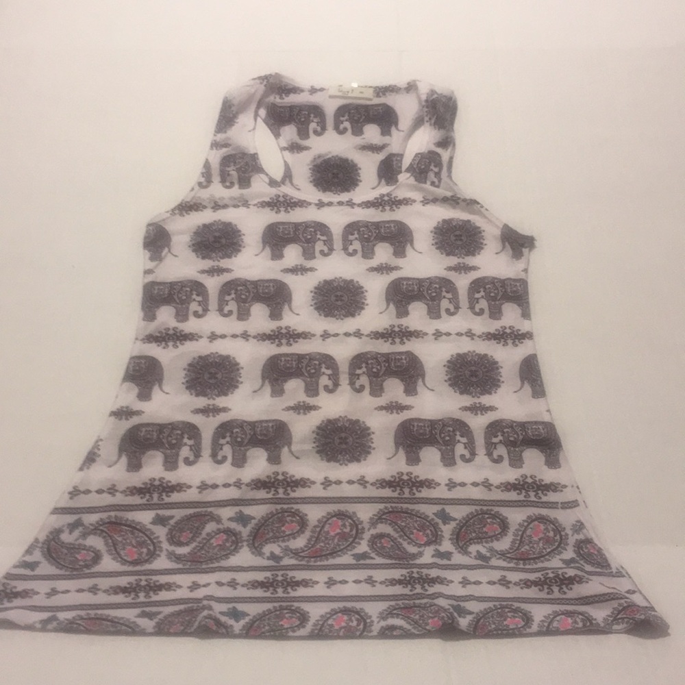 💚 Love J Elephant Print Tank Size M - Picture 1 of 5